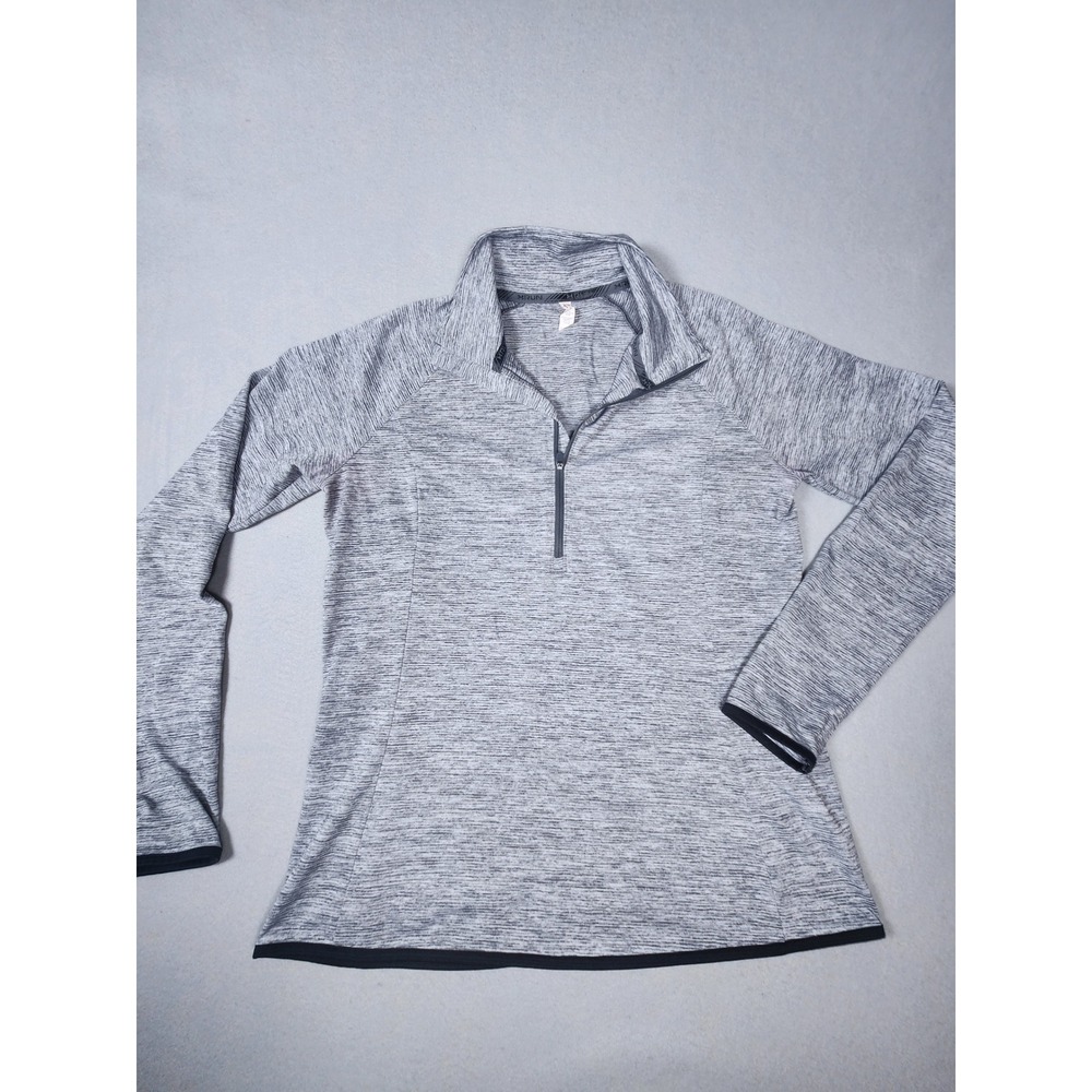Under Armour Womens Gray Space Dye HeatGear 1/4 Zip Long Sleeve Running Top LG